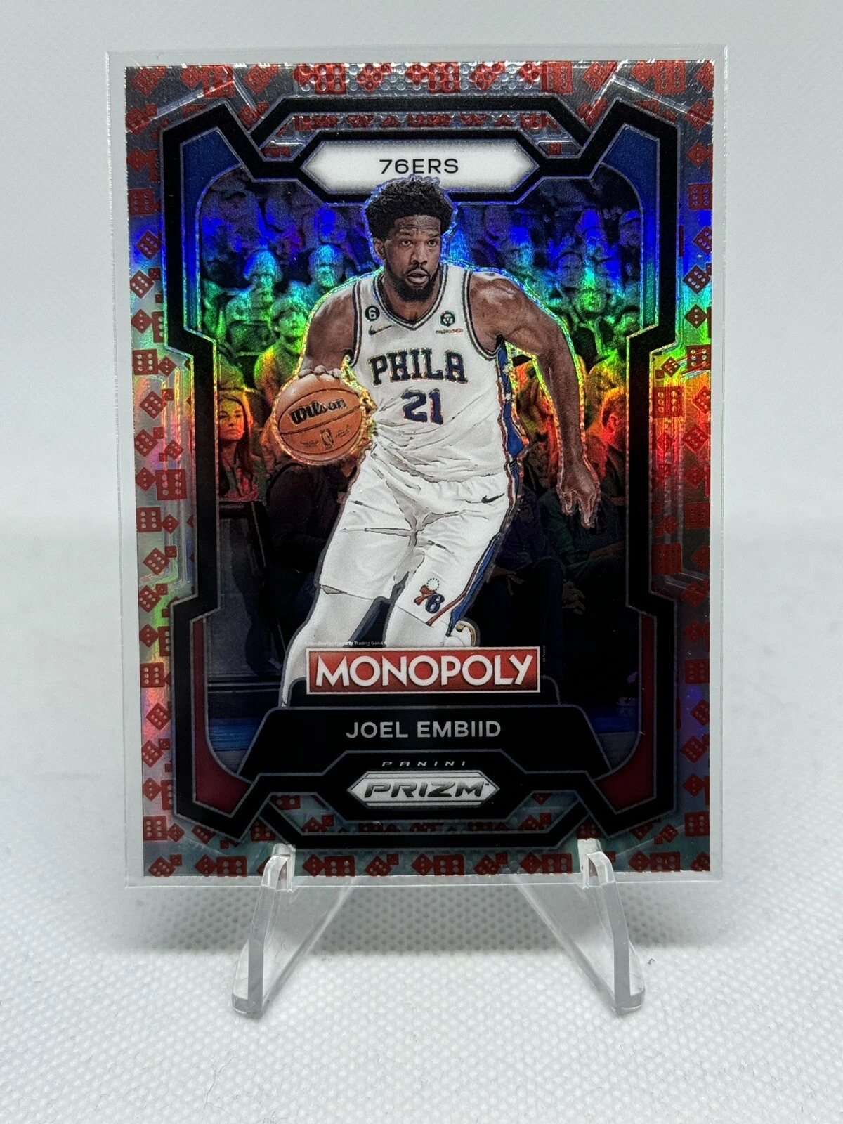 2023-24 Prizm Monopoly #69 Joel Embiid Red Dice Prizm Philadelphia 76ers SP