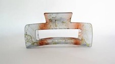 Large rectangle light blue rose gold color splatter paint hair claw clip