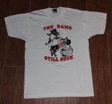 Vtg Screen Stars Best The Rams Still Suck White Single Stitch T-Shirt Size L