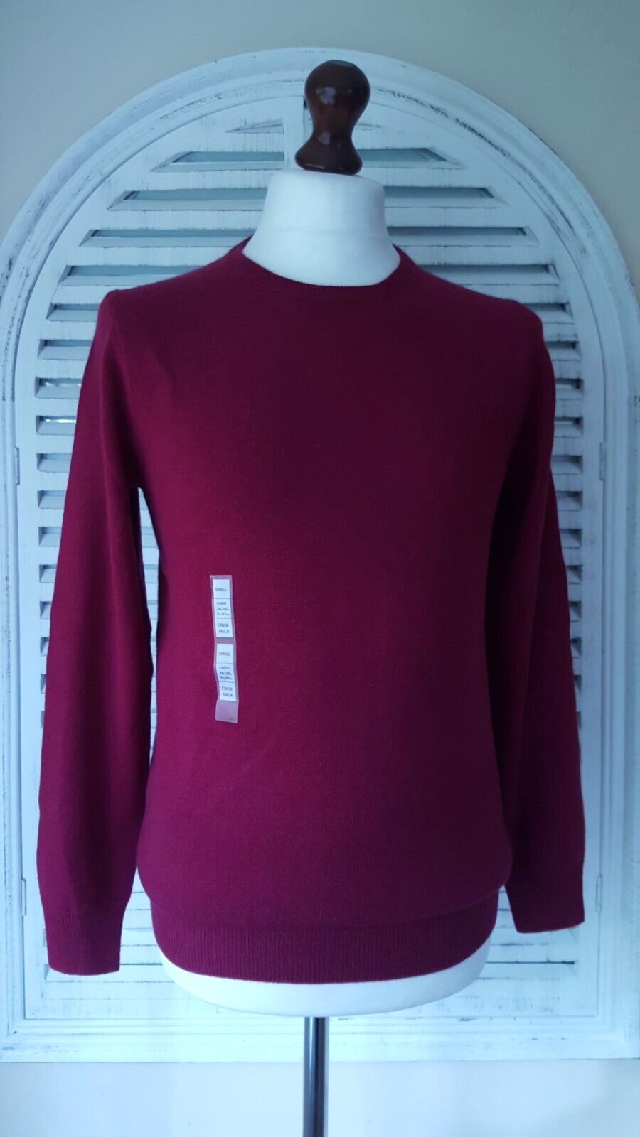 Marks & Spencer Autograph Men's Burgundy Crew Neck 100percent Cashmere Jumper (S)