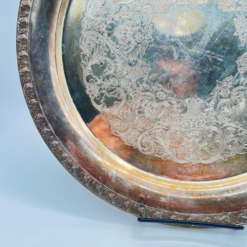 Wm Rogers Tupperware Rose Original Rogers Silver Plated Round Serving Tray - Picture 3 of 8