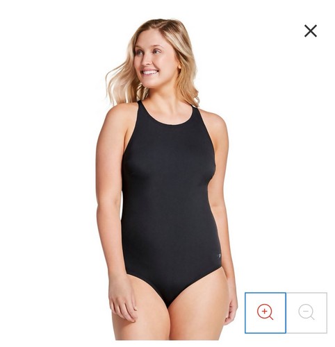 Speedo Women's Swimsuit One Piece High Neck Contemporary Cut Black 18 - Picture 8 of 9