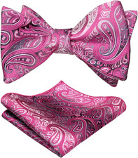 Mens 2pcs UNTIED Gradient Paisley Self Bow Tie and Hanky Set