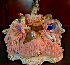 Antique Volkstedt Germany Dresden Family Mother Daughter & Son Porcelain 8