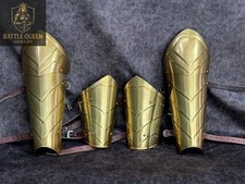 Medieval Brass Finish Arm And Legs Protection Guard Wearable Cosplay Armor Pair