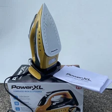 Power XL Gold Black Cordless Iron and Steamer Rechargeable ES2416S TESTED WORKS