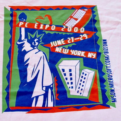 New Vintage Microsoft PC EXPO 2000 New York Statue of Liberty T Shirt XL