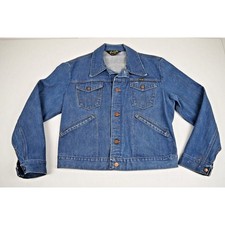 Vintage Wrangler Jean Jacket Mens M 70s No Fault Denims Bronze Detail Made USA