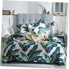  Leaves Duvet Cover Set Queen,3 Piece Soft Premium Queen(90" x 90") Green Leave