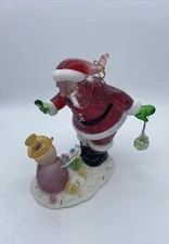 Roman Inc Frosted Plastic Santa Claus Greeting Snowman Figure 7x5”