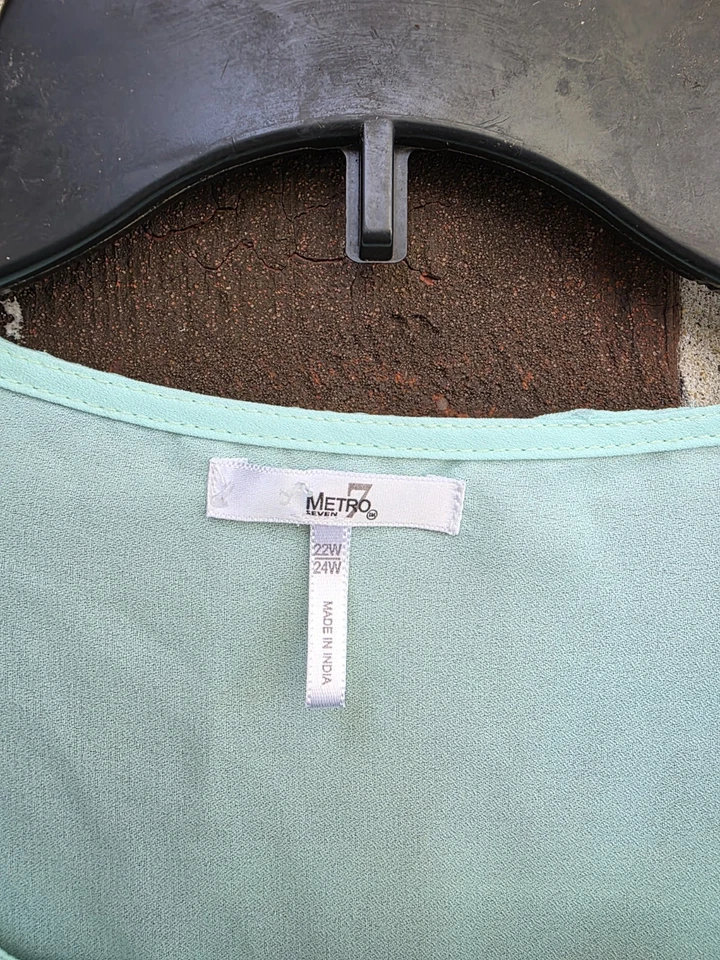 Metro Seven女式亮片绿色束腰上衣22W/24W码  — 第 3/4 张图片