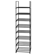 8 Tier Metal Sturdy Shoe Rack, 8 Tier Tall Shoe Storage Organizer, Narrow Tal...
