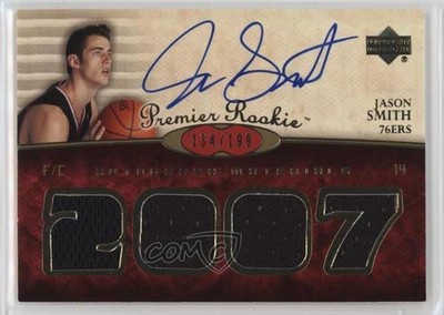 2007-08 UD Premier Materials /199 Jason Smith #114 Rookie Auto RC 05fy