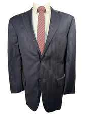 NAUTICA Mens Navy Blue PINSTRIPE Wool REG FIT Sport Coat Blazer Jacket 42R