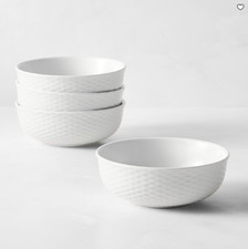 Set of 4 - Williams Sonoma Pillivuyt Basketweave Porcelain Cereal Bowls