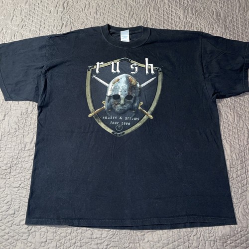 Rush 2008 Snakes & Arrows Concert Tour Band Black T-Shirt 2XL Double Sided