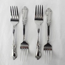 Lot of 4 Oneida Stainless Steel Forks Art Deco Floral Design Pre-owned