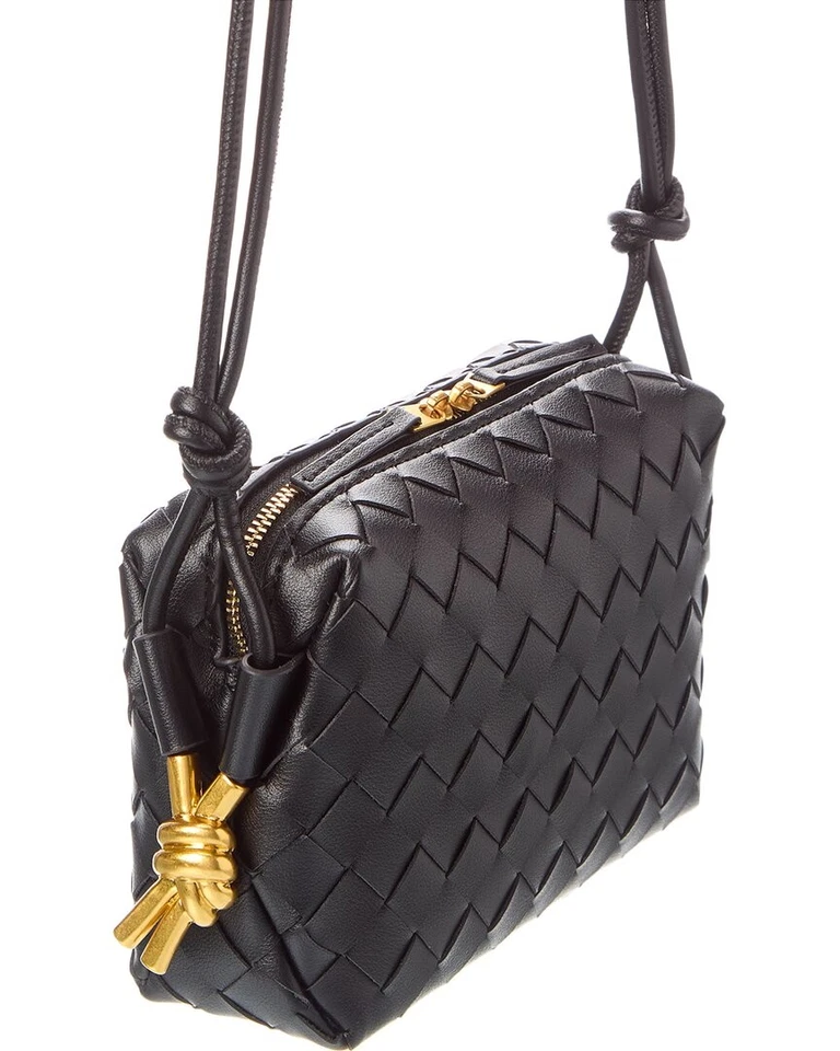 Bandolera para mujer Tiffany & Fred Paris de cuero tejido negra Foto 3 de 4