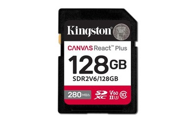 Kingston Technology 128GB Canvas React Plus SDXC UHS-II 280R/100W U3 V60 for Ful