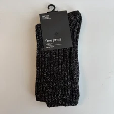 Free Press Legwear Crew Glitter Socks Black One Size Best Gift Socks New