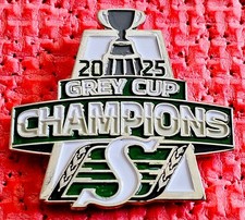 Large 2025 Saskatchewan Roughriders Grey Cup Champions CFL football pin # 3