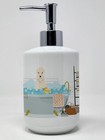 Soft Coated Wheaten Terrier in Bathtub Ceramic Soap Dispenser Hand Soap
