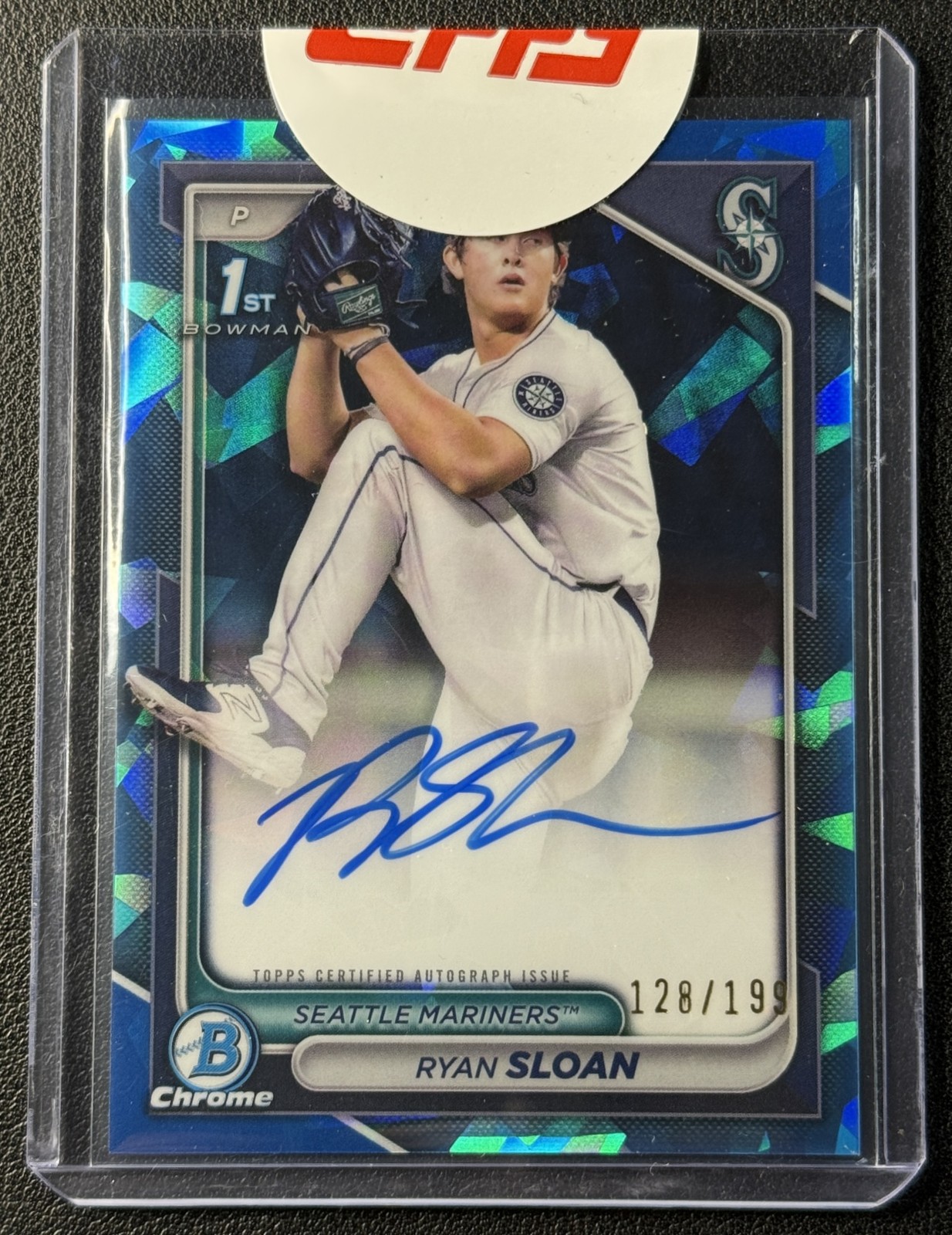 RYAN SLOAN 2024 BOWMAN DRAFT SAPPHIRE #CPA-RS CHROME AUTO 1ST PROSPECT 128/199