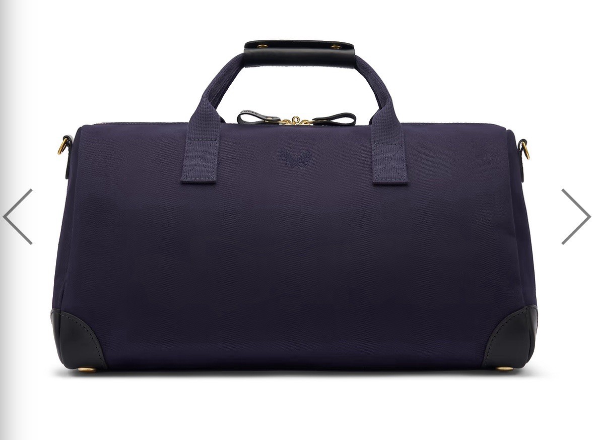 Bennett Winch Commuter Bag Navy Canvas Full Grain Leather Trim Brass 32L