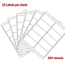 2" x 4" 10 UP Shipping Mail Address Labels for Laser Ink Jet Adhesive 200 Sheets