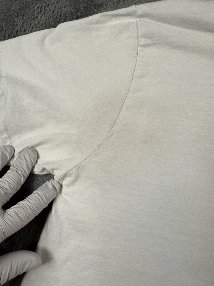 Camisa Kangol Para Hombres Mediana Blanca Azul Cuello Acanalado Bordada Canguro Ropa de Calle Foto 4 de 4