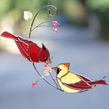 Handcrafted Cardinal Stained Glass Suncatcher - Unique Memorial Gift for Women