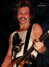 vtg 1980's RUDOLF SCHENKER MAGAZINE PINUP PAGE Rudy Scorpions Flying V Print Ad