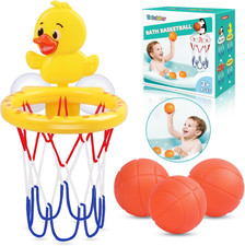 Bath Toys, Bathtub Basketball Hoop for Toddler Kids, 3 Soft No Hole Balls Bath
