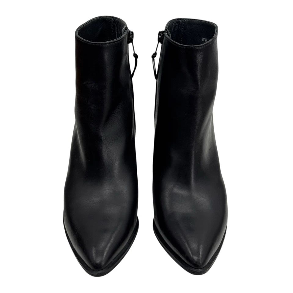 Botín Stuart Weitzman negro punta talla 7 para mujer cuero bloque moderno Foto 4 de 4