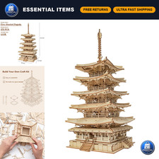 3D Wooden Puzzle Craft Kit for Adults Kids - DIY Model Building, Pagoda Design