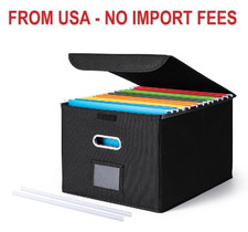 CADONO File Organizer Box with Lid, Large Hanging File Folder Organizer with Pla