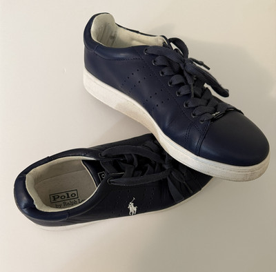 Polo Ralph Lauren Heritage Court II Wilton Mens 11 Navy Blue Leather Sneakers