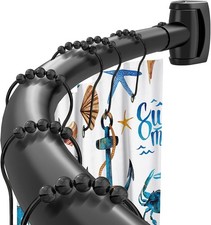 Black Curved Shower Curtain Rod 40-78 Inches Adjustable Splicing Design Showe...