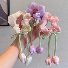 1/3Pcs Cute Tulip Flower Hair Scrunchie for Women Sweet Hair Band Headband Ponyt