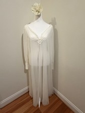 Elegant Vintage 1950s Sears Bridal White Nylon Maxi Peignoir Size M