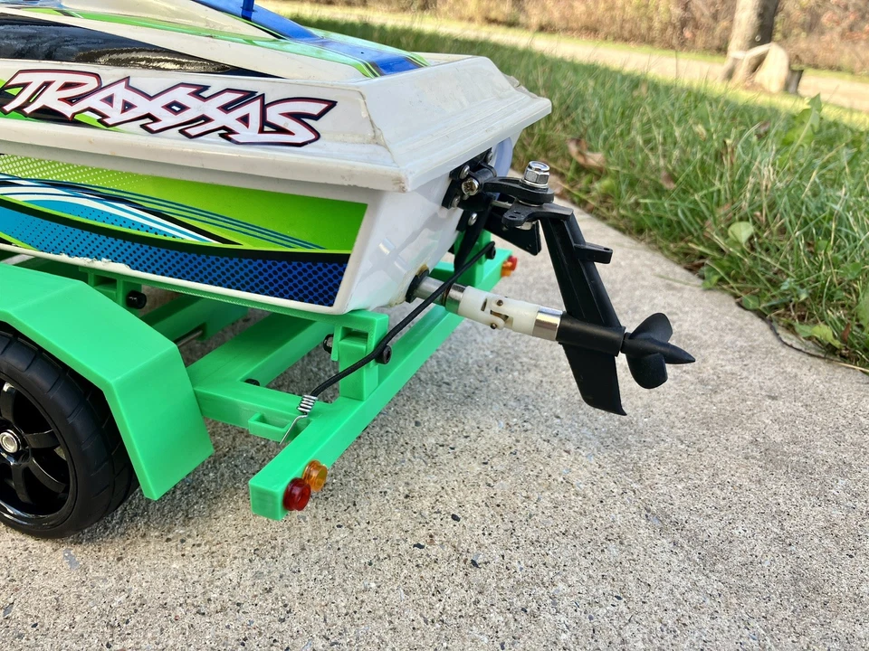 3D Printed 1/10 Scale Green RC Boat Trailer (fits Traxxas Blast) - Image 3 of 4