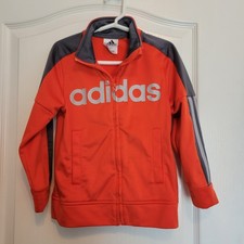 Adidas Red and Gray Full Zip With Pockets Track Jacket Boys Size 5