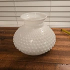 Vintage Milk Glass White Hobnail Ruffled Hurricane Lamp Shade 7" Base - 6" Tall