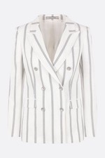 TAGLIATORE Parigi White Cotton Blend Double-Breasted Jacket New & Authentic