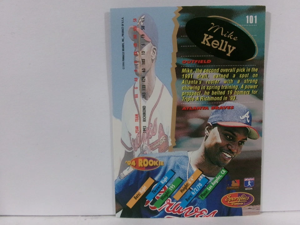 1994 Sportflics 2000 Rookie & Traded Mike Kelly #101 - Image 2 of 2