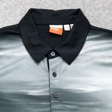 Puma Polo Shirt Men's Large Grey Seascape Golf Performance Logo Lightweight