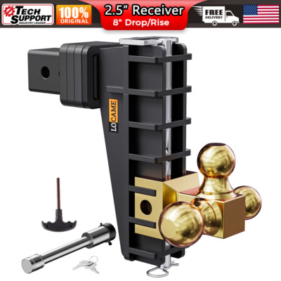 #ad Adjustable Trailer Hitch 2.5quot; Receiver 8quot; Drop Towing Hitch Tri Ball Heavy Duty $139.00
