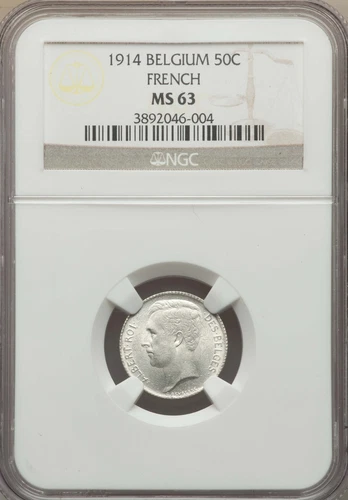 1914 Belgium 50 centimes French NGC MS63