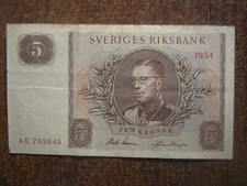 1954 SWEDEN 5 KRONOR