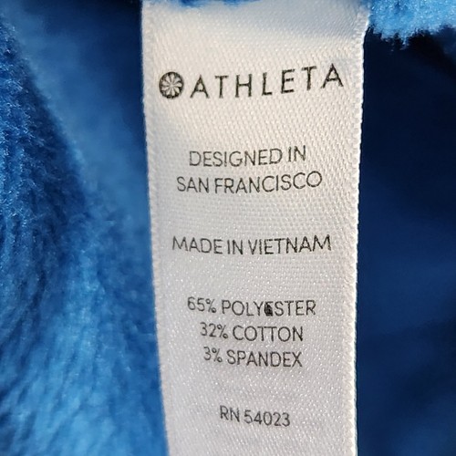 Felpa con cappuccio Athleta donna extra small blu tasca fessure laterali abbigliamento attivo - Foto 14 di 14